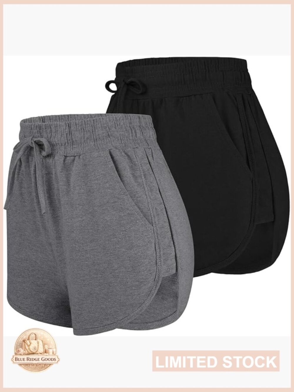 2 Pack High Waist Yoga Shorts With Pockets Cotton Spandex Running Gym Athletic